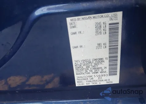 2021 Nissan Leaf Sv 40 Kwh from USA, damaged, VIN 1N4AZ1CV6MC556993